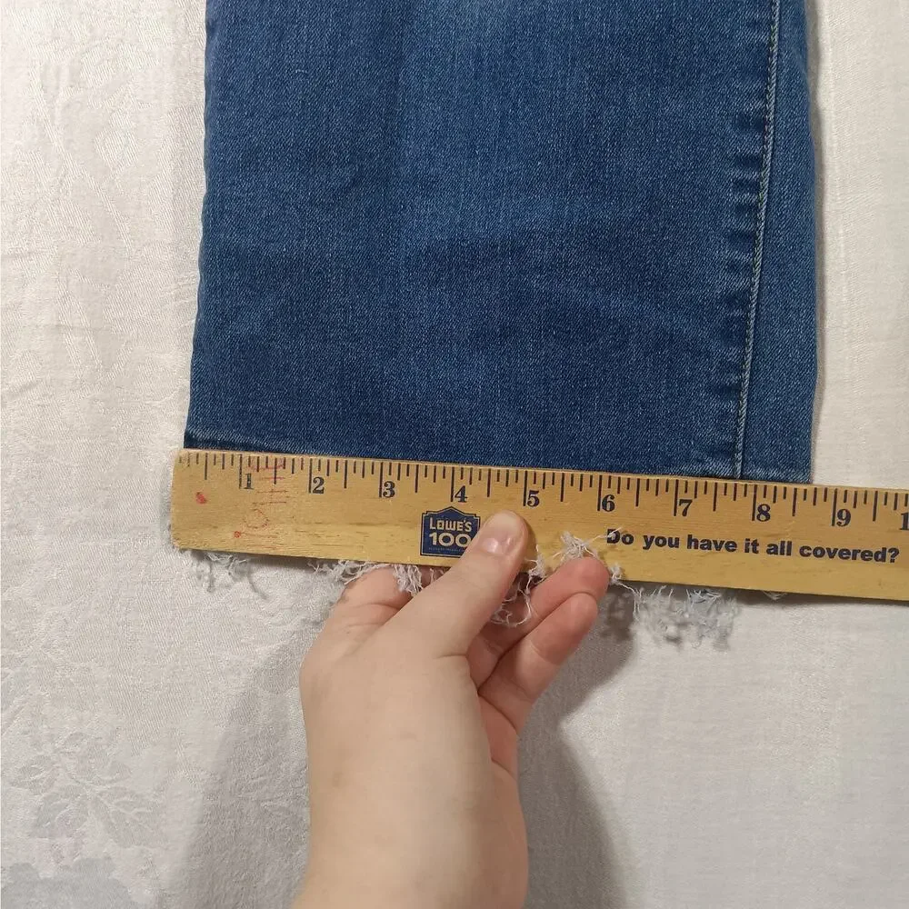 Levis Girls Jeans 14 Reg Cropped Wide Leg Raw Hem Blue Denim